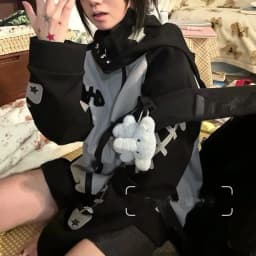 Subculture Halloween Hoodie Women Patchwork Fishbone Print Long Sleeve Sweatshirt Zip Embroidered Cute Stand Collar Jacket