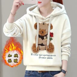 Golden Velvet Hooded Sweatshirt Women's Thickened Double Sided Velvet Top Embroidered Autumn Winter New Loose Coat Female