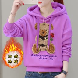 Golden Velvet Hooded Sweatshirt Women's Thickened Double Sided Velvet Top Embroidered Autumn Winter New Loose Coat Female