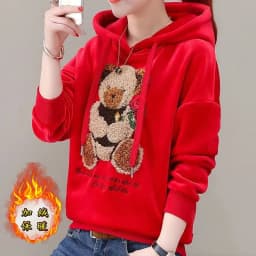 Golden Velvet Hooded Sweatshirt Women's Thickened Double Sided Velvet Top Embroidered Autumn Winter New Loose Coat Female