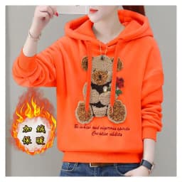 Golden Velvet Hooded Sweatshirt Women's Thickened Double Sided Velvet Top Embroidered Autumn Winter New Loose Coat Female