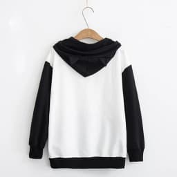 Cat Print Hoodie Women Y2K Streetwear Long Sleeve Sweatshirt Cute Cartoon Pullover with Drawstring Hood