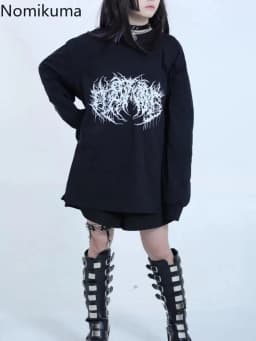 2025 Ropa Mujer Streetwear Hip-hop Hoodies Women Clothes Japanese Harajuku Tops O-neck Casual Sweatshirts Print Chic Y2k Hoodie