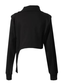 DEAT Fashion Women's Hoodies Turtleneck Irregular Diagonal Zipper Decorate Short Designer Sweatshirt Autumn 2025 New Tide WT051