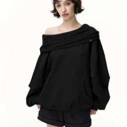 Lazy Wind Casual Sweatshirts Women Off Shoulder Loose Long Sleeve Pullovers Pure Cotton Patchwork Spring Autumn Baggy Solid Tops