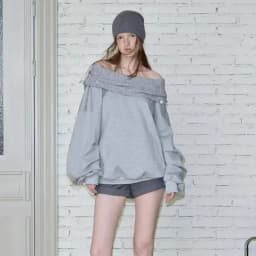 Lazy Wind Casual Sweatshirts Women Off Shoulder Loose Long Sleeve Pullovers Pure Cotton Patchwork Spring Autumn Baggy Solid Tops
