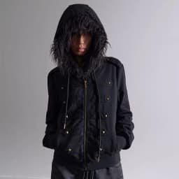 Y2K Vintage Fur Collar Black Zip Up Hoodie Men Women Harajuku Punk Studded Slim Fit Jacket Gothic Autumn Winter Sweatshirt Coat