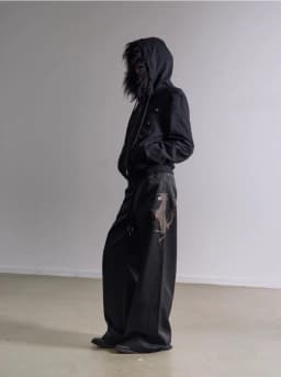 Y2K Vintage Fur Collar Black Zip Up Hoodie Men Women Harajuku Punk Studded Slim Fit Jacket Gothic Autumn Winter Sweatshirt Coat