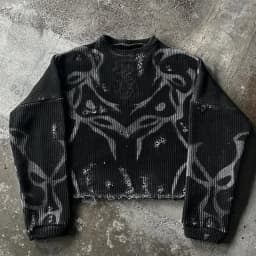 Y2K Retro S Letter Knit Hoodie American Hip Hood Casual Loose Women's Word Knit Autumn Hood Fashion Sweatshirt