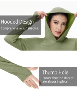 Women's UPF 50+ Sun Protection Hoodie Lightweight Long Sleeve Thumb Hole Hooded Sweatshirt for Hiking, Running & Workout
