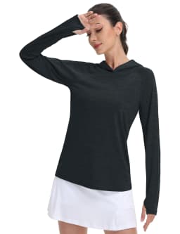 Women's UPF 50+ Sun Protection Hoodie Lightweight Long Sleeve Thumb Hole Hooded Sweatshirt for Hiking, Running & Workout