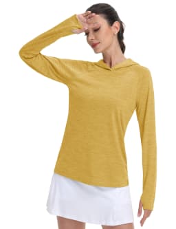 Women's UPF 50+ Sun Protection Hoodie Lightweight Long Sleeve Thumb Hole Hooded Sweatshirt for Hiking, Running & Workout