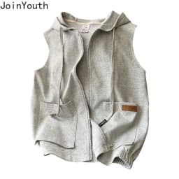 Korean Streetwear Hoodies for Women 2025 Ropa Mujer Hooded Sleeveless Oversized Vest Y2k Tops Casual Zipper Fashion Sweatshirts
