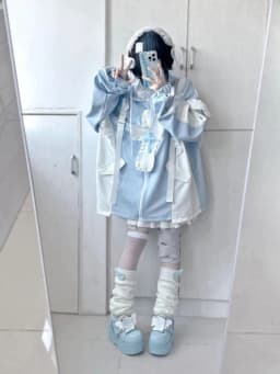 Y2k Mid-length Loose Long Sleeve Coat Women Japanese Patchwork Ruffles Sweet Sweatshirts 2026 New All-match Tops Mujer