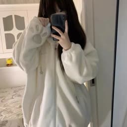 Y2k Aesthetic Lamb Wool Pocket Hoodies Women Causal Loose Kawaii Cute Zipper Harajuku Jackets Harajuku Solid Grunge Preppy Coat