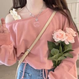 KOSAHIKI Sweet Pink Cropped Hoodies Y2k Clothes Women Cat Embroidery Off Shoulder Loose Drawstring O-neck Sweatshirt Japan Style