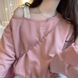 KOSAHIKI Sweet Pink Cropped Hoodies Y2k Clothes Women Cat Embroidery Off Shoulder Loose Drawstring O-neck Sweatshirt Japan Style
