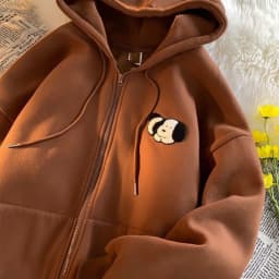 Gray Cartoon Puppy Printed Sweatshirts Y2K Zip Up Hoodies Women Aesthetic Autumn Vintage Oversized Hoodies With Pockets Teens