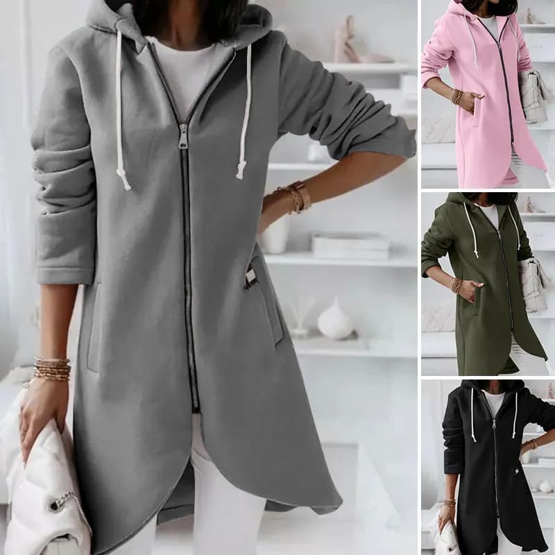 Women Causal Winter Overcoat Female Plus Sizes Hooded Pocket Cap Coat Outerwear Zipper Elegant Jacket Casco Feminino