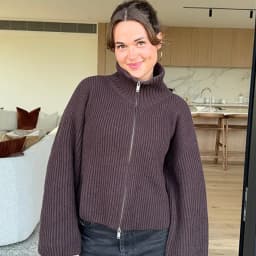 Fashion Contrasting Striped Zipper Knitted Cardigans Women Loose Stand Collar Long Sleeved Coat 2026 Autumn Winter Lady Outwear