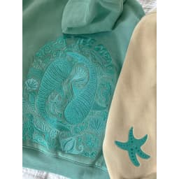 2025 Women Fall Winter Loose Fit Hooded Sweatshirts Back Starfish Whale Embroidery Long Sleeve Oversized Pullover Top Streetwear