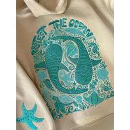 2025 Women Fall Winter Loose Fit Hooded Sweatshirts Back Starfish Whale Embroidery Long Sleeve Oversized Pullover Top Streetwear