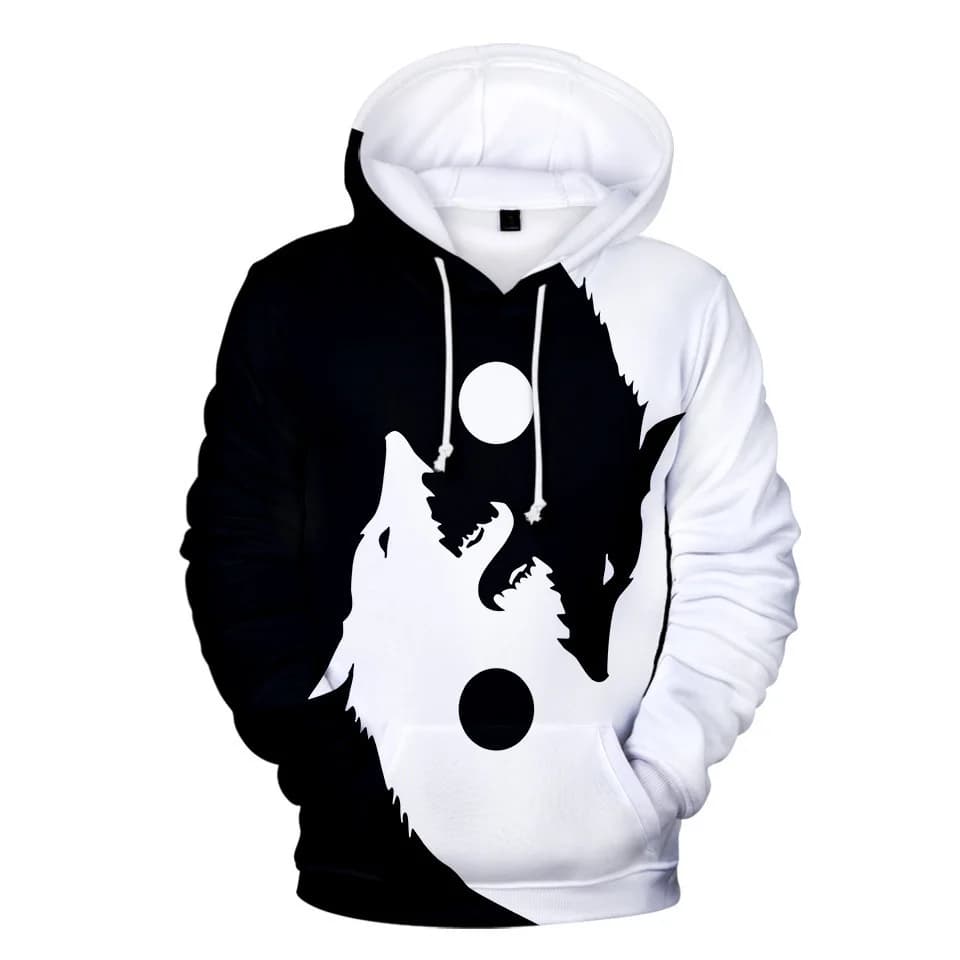 Yin Yang Wolf 3D Printing Men/Women Autumn Winter Tai Chi Wolf Anime Hoodies Sweatshirt Long Sleeve Hoodie Harajuku Cartoon Tops