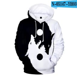 Yin Yang Wolf 3D Printing Men/Women Autumn Winter Tai Chi Wolf Anime Hoodies Sweatshirt Long Sleeve Hoodie Harajuku Cartoon Tops