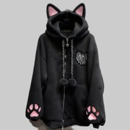 Winter Japanese Kawaii Rabbit Ears Hoodies Sweatshirt Women Design Loose Patchwork Cute Coat Female Chic Korean Popular Cothes