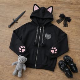 Winter Japanese Kawaii Rabbit Ears Hoodies Sweatshirt Women Design Loose Patchwork Cute Coat Female Chic Korean Popular Cothes