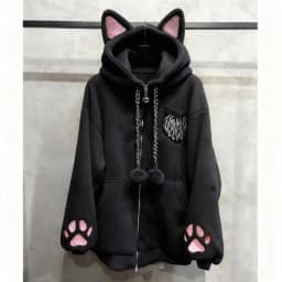 Winter Japanese Kawaii Rabbit Ears Hoodies Sweatshirt Women Design Loose Patchwork Cute Coat Female Chic Korean Popular Cothes