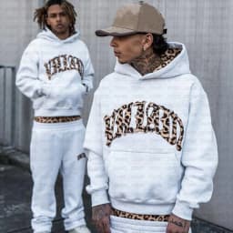 Harajuku American Y2K Leopard Letters Gray Hoodie Men Women Fall Loose Casual Fashion Street Pop Hip-hop Rap Couple Outfit