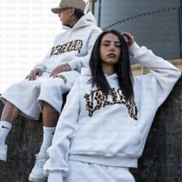 Harajuku American Y2K Leopard Letters Gray Hoodie Men Women Fall Loose Casual Fashion Street Pop Hip-hop Rap Couple Outfit