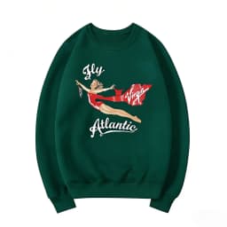Fly Atlantic Princess Diana Sweatshirt Retro 80s Sporty Crewneck Winter Clothes Women Aesthetic Sweaters Casual Long Sleeve Tops