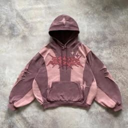 American Street Style High-End English Embroidery Collage Hoodie with Hat, New Trendy Unisex Loose Hoodie