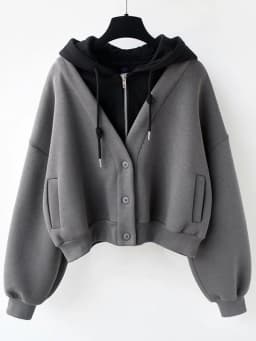 Loose Women's Hoodie Short Cardigan Spring Autumn New Design Sense Small Crowd Matching Open Cardigan Outerwear