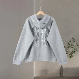 Sequins Wings Hooded Sweatshirt Women's Casual Full Sleeve Hoodies Female Top 2025 Autumn And Winter New Ladies Loose Streetwear