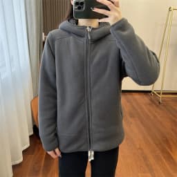 2026 Women Fleece Hoodies Spring Sweatshirts Zipper Pockets Long Sleeves Hooded Thick Loose Y2k Casual Office Lady Autumn Winter