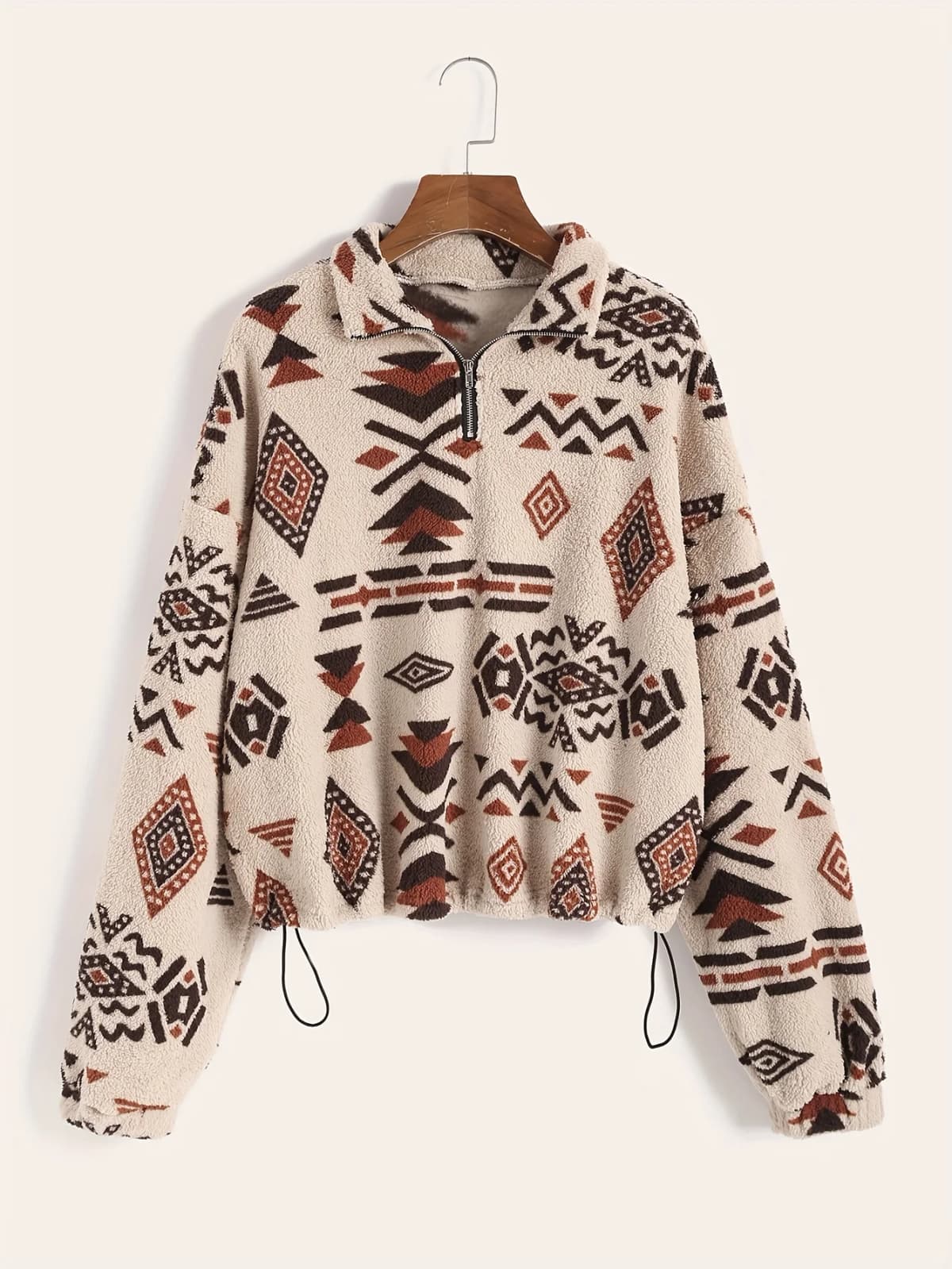 Ms Aztec National Printing Ultra-Fine Austrian Fleece Sweater Zipper Lady