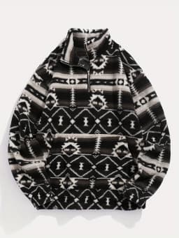 Ms Aztec National Printing Ultra-Fine Austrian Fleece Sweater Zipper Lady
