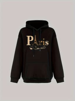 Paris Loose Sweatshirt Casual Long Sleeve Women Autumn and Winter Comfortable Pullover Crewneck Loose Female Clothes