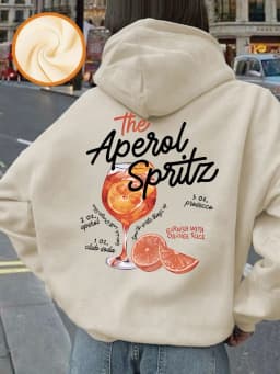 The Aperol Spritz Retro Cocktail Prints Hoodie Women Casual Soft Sweatshirt Loose Pocket Pullover Winter Fleece Warm Clothes