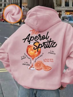 The Aperol Spritz Retro Cocktail Prints Hoodie Women Casual Soft Sweatshirt Loose Pocket Pullover Winter Fleece Warm Clothes