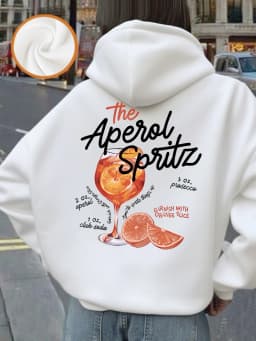 The Aperol Spritz Retro Cocktail Prints Hoodie Women Casual Soft Sweatshirt Loose Pocket Pullover Winter Fleece Warm Clothes