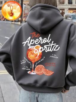 The Aperol Spritz Retro Cocktail Prints Hoodie Women Casual Soft Sweatshirt Loose Pocket Pullover Winter Fleece Warm Clothes