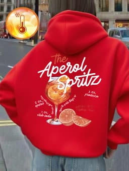 The Aperol Spritz Retro Cocktail Prints Hoodie Women Casual Soft Sweatshirt Loose Pocket Pullover Winter Fleece Warm Clothes