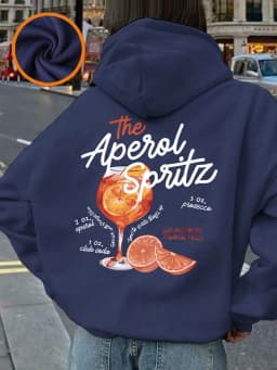 The Aperol Spritz Retro Cocktail Prints Hoodie Women Casual Soft Sweatshirt Loose Pocket Pullover Winter Fleece Warm Clothes
