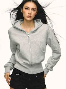 Zoki Vintage Y2K Gray Hoodies Women Streetwear Casual Long Sleeve Sweatshirts Spring Retro American Pockets Female Tops Outwear