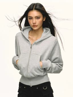 Zoki Vintage Y2K Gray Hoodies Women Streetwear Casual Long Sleeve Sweatshirts Spring Retro American Pockets Female Tops Outwear