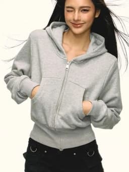 Zoki Vintage Y2K Gray Hoodies Women Streetwear Casual Long Sleeve Sweatshirts Spring Retro American Pockets Female Tops Outwear